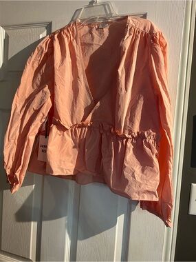 Sunday Best Peach Puff Peplum Wrap Blouse